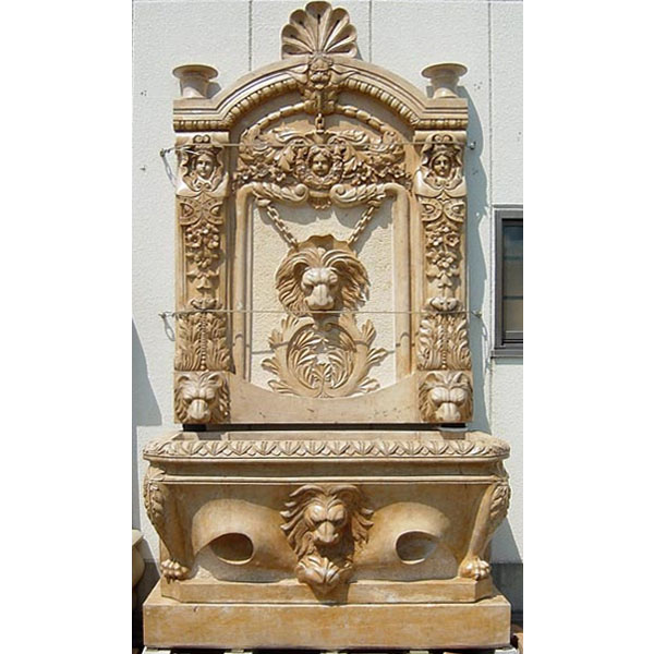 天然大理石彫刻 ライオン壁泉