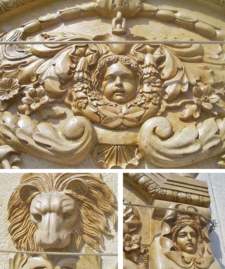 天然大理石彫刻 ライオン壁泉