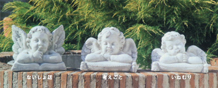 花を持つ天使H60cm イタリア製洋風庭園 エンゼル楽器石像