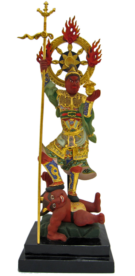 毘沙門天（極彩色）の木彫仏像