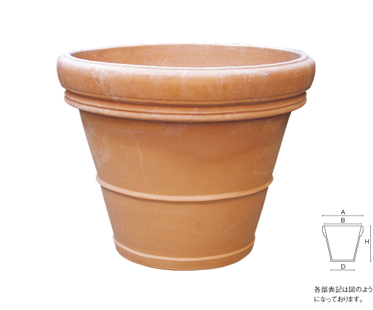 テラコッタの大きな植木鉢(ブラウン)