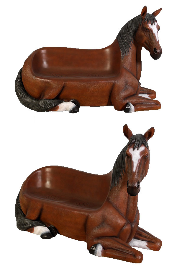 馬の腰掛け FRPオブジェ 178cm 動物 ウマ ベンチ 椅子 乗馬 フィギュア