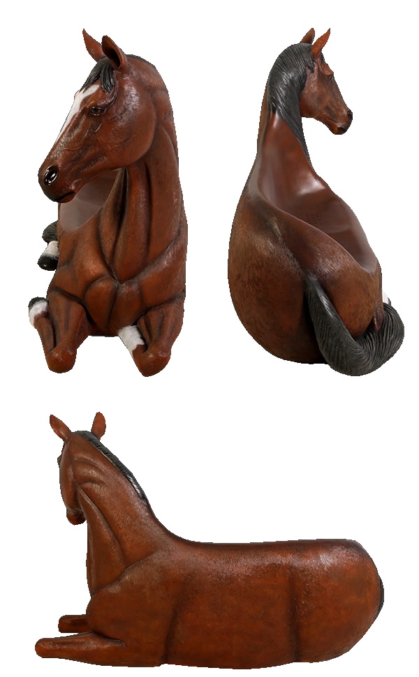 馬の腰掛け FRPオブジェ 178cm 動物 ウマ ベンチ 椅子 乗馬 フィギュア