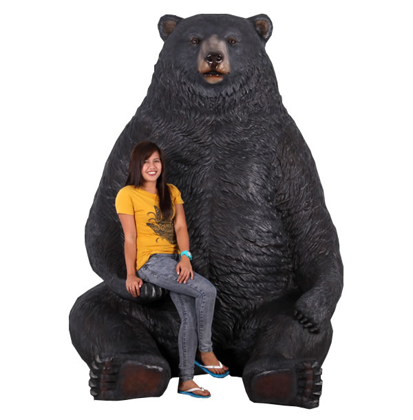 巨大くま 巨大な黒クマ Sitting Black Bear-Jumbo FRPアートオブジェ【商品番号