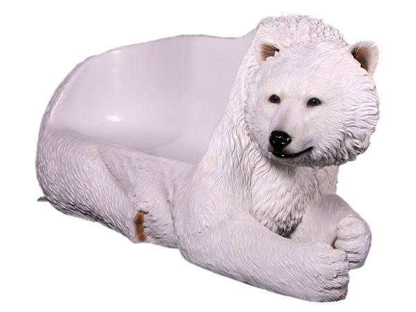 白クマのベンチ Polar Bear Seat FRPアートオブジェ【商品番号：m