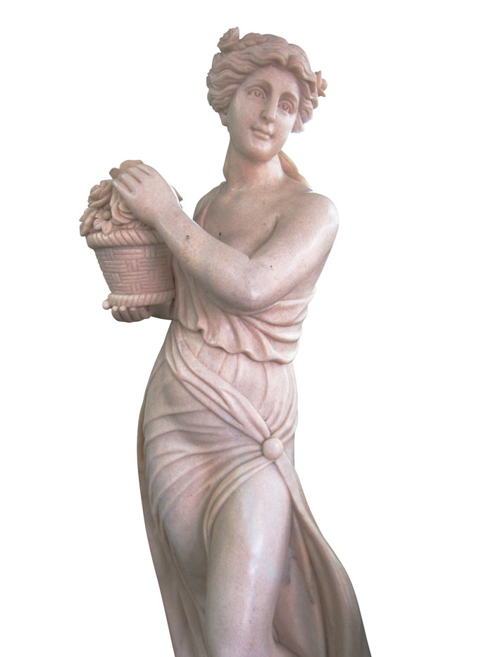 天然大理石彫刻（石像） 花かごを持つヴィーナス（春） 女性像 の販売