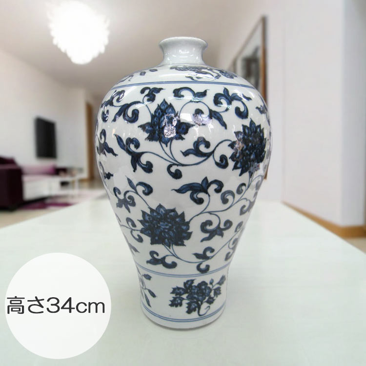 景徳鎮 染付花文瓶 【商品番号m-ke2023】