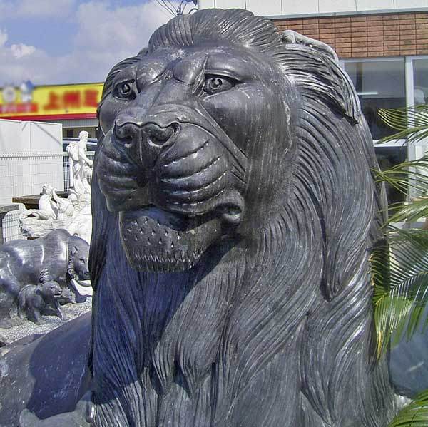 天然大理石彫刻　ライオンペア