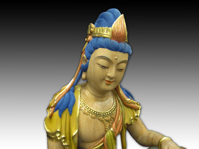 普賢菩薩 文殊菩薩の木彫り仏像