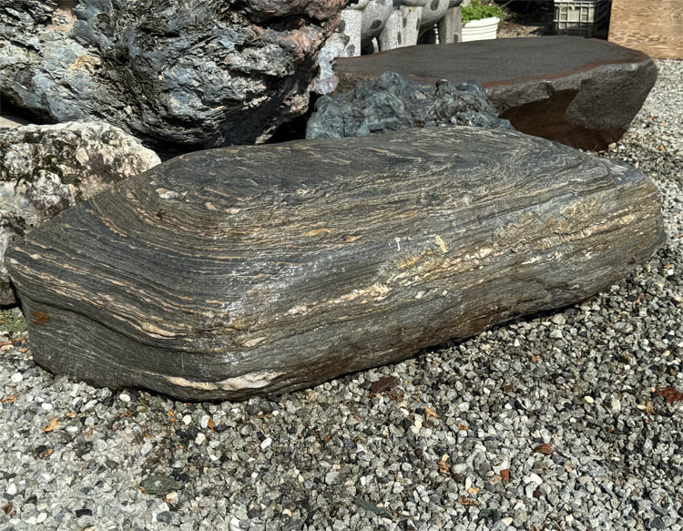 三波石 銘石 景石 庭石 天然石 145cm 群馬県産 青石 沓脱石 踏み石