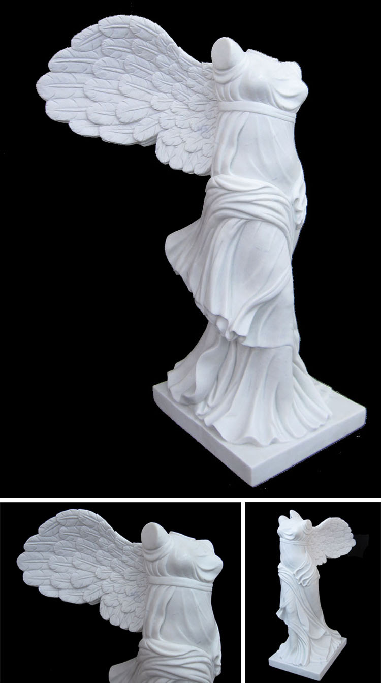 サモトラケのニケの石像は、ルーブル美術館所蔵作品をモチーフに製作した天然大理石彫刻です。
