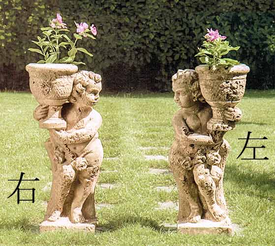 イタリア製子供像（ガーデン オーナメント） 花鉢と子供 コロッサ（1体