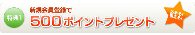 特典1 新規会員登録で500ポイントプレゼント